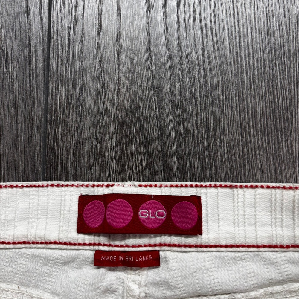 Vintage Y2K GLO White Textured Stripe Capri 30W Pants Mid Rise Cropped Trousers - Picture 3 of 9